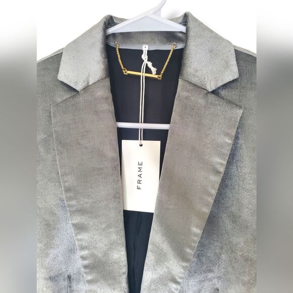 NWT FRAME Classic Blazer in Grey Velvet Sz 4 - Picture 9 of 16